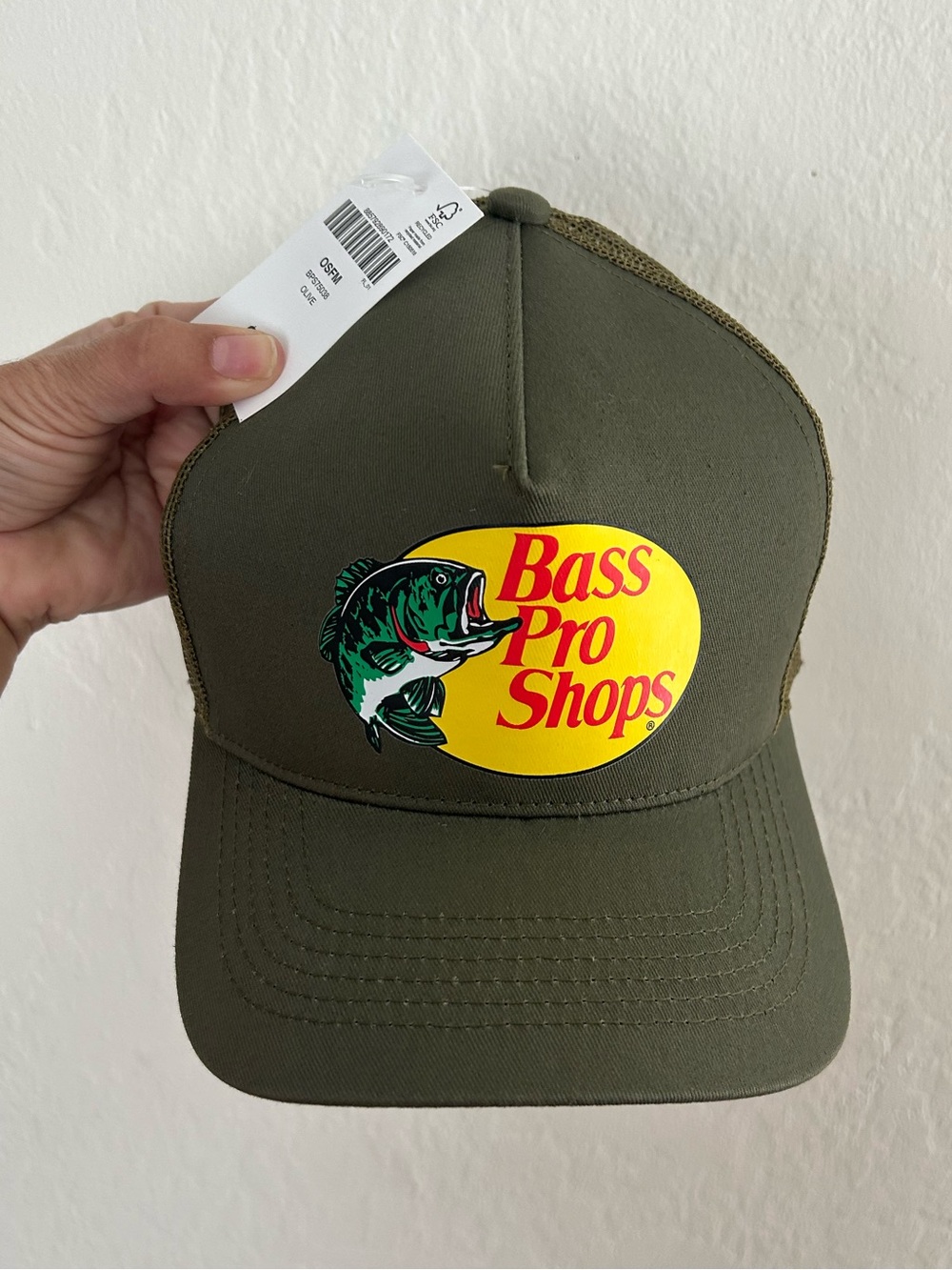 NWT Olive  Bass Pro Shops Leaping Bass Logo Snapback OSFM Unisex